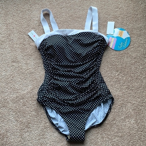 Swim Solution one pierce polka dot swim suit - Picture 1 of 6